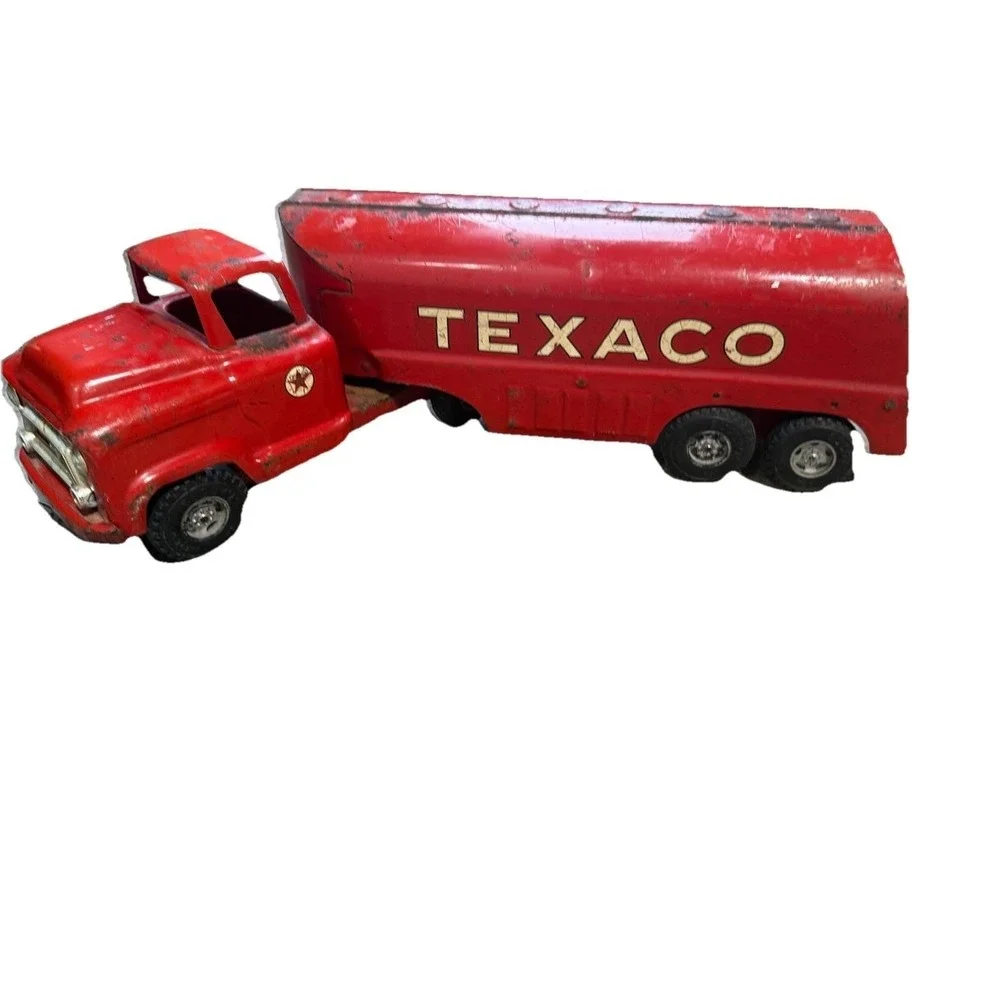 Vtg Buddy L Texaco Fuel Tanker Truck Red Pressed Steel Moline Toy